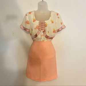 Vintage handmade pink floral 2 piece set